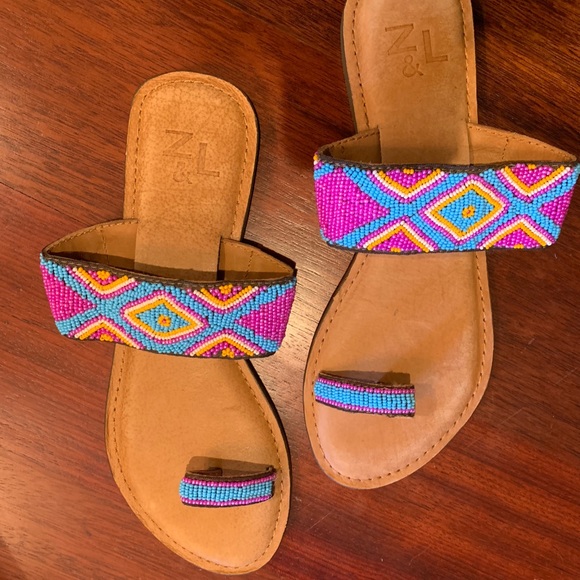 colorful beaded sandals